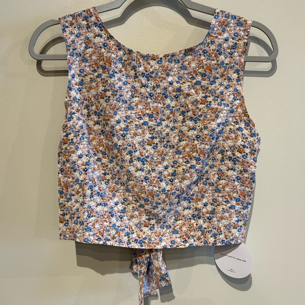 Floral Backless Tie Top